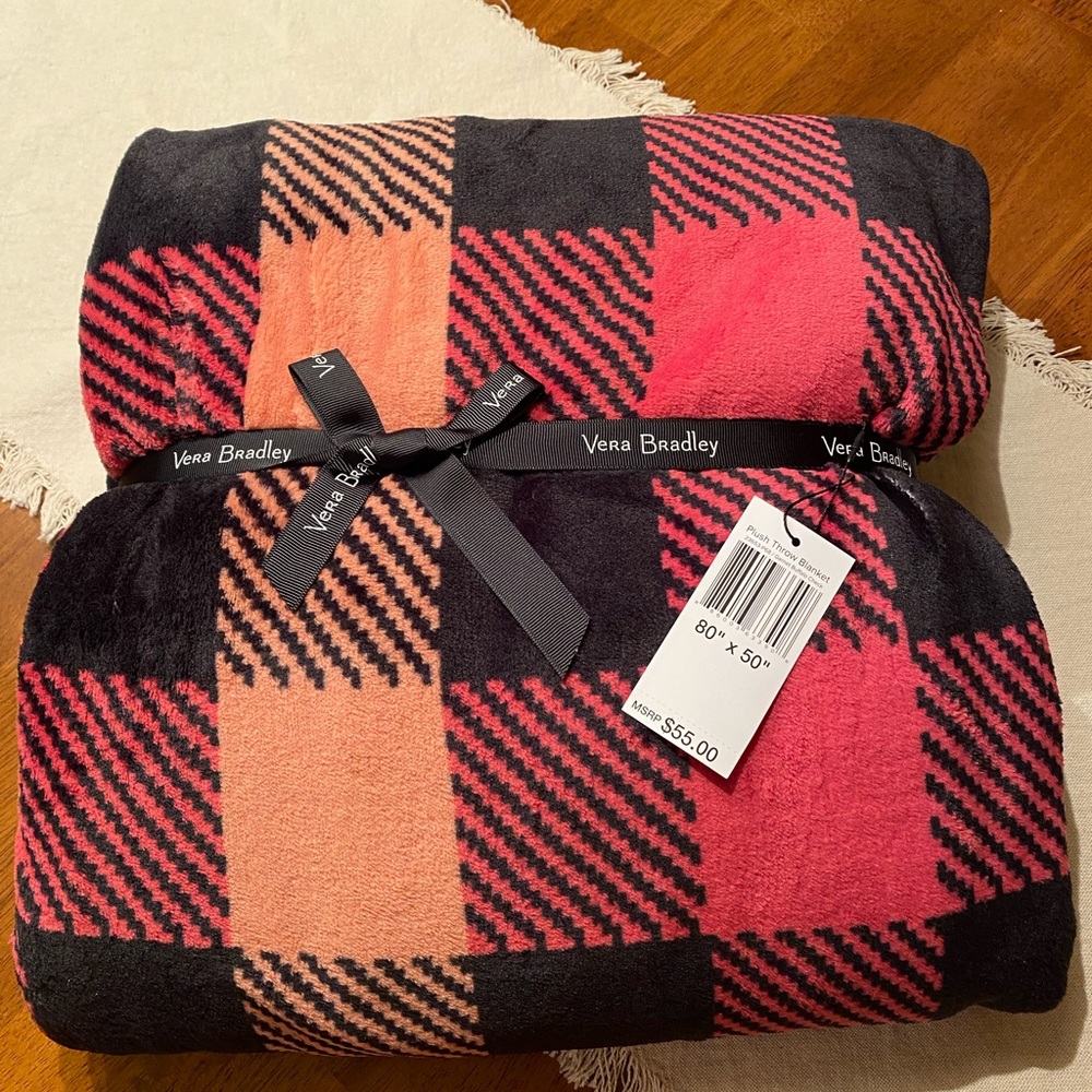 Vera Bradley Plush Throw Blanket - Garnet Buffalo Check